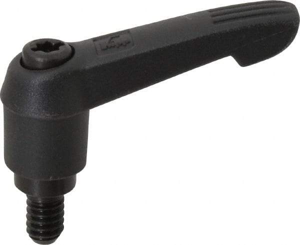 KIPP - 1/4-20, 0.51" Hub Diam, Glass Fiber (Steel Components) Threaded Stud Adjustable Clamping Lever - 0.39" Stud Length, 1.85" OAL, 1.18" High - Industrial Tool & Supply