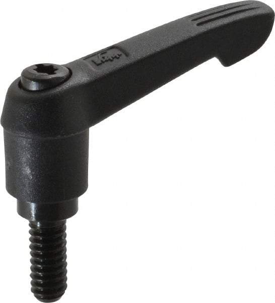 KIPP - 1/4-20, 0.51" Hub Diam, Glass Fiber (Steel Components) Threaded Stud Adjustable Clamping Lever - 0.59" Stud Length, 1.85" OAL, 1.18" High - Industrial Tool & Supply