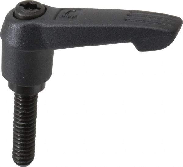 KIPP - 1/4-20, 0.51" Hub Diam, Glass Fiber (Steel Components) Threaded Stud Adjustable Clamping Lever - 0.98" Stud Length, 1.85" OAL, 1.18" High - Industrial Tool & Supply
