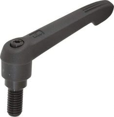 KIPP - 3/8-16, 0.71" Hub Diam, Glass Fiber (Steel Components) Threaded Stud Adjustable Clamping Lever - 0.79" Stud Length, 2.95" OAL, 1.63" High - Industrial Tool & Supply