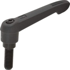 KIPP - 3/8-16, 0.71" Hub Diam, Glass Fiber (Steel Components) Threaded Stud Adjustable Clamping Lever - 0.98" Stud Length, 2.95" OAL, 1.63" High - Industrial Tool & Supply