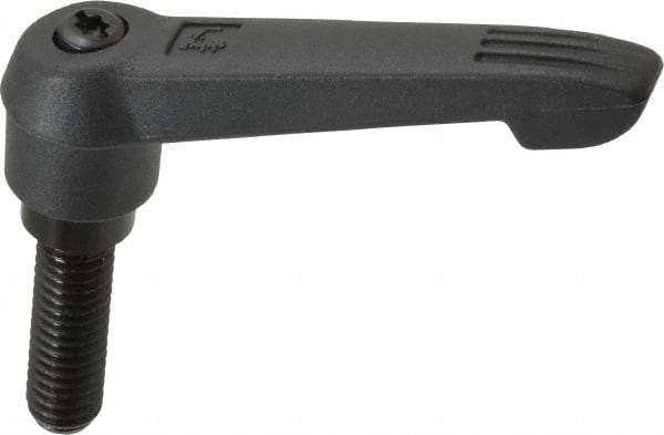 KIPP - 3/8-16, 0.71" Hub Diam, Glass Fiber (Steel Components) Threaded Stud Adjustable Clamping Lever - 1.18" Stud Length, 2.95" OAL, 1.63" High - Industrial Tool & Supply