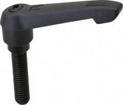 KIPP - 3/8-16, 0.71" Hub Diam, Glass Fiber (Steel Components) Threaded Stud Adjustable Clamping Lever - 1.57" Stud Length, 2.95" OAL, 1.63" High - Industrial Tool & Supply