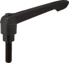 KIPP - 3/8-16, 0.85" Hub Diam, Glass Fiber (Steel Components) Threaded Stud Adjustable Clamping Lever - 1.18" Stud Length, 3.6" OAL, 2.11" High - Industrial Tool & Supply