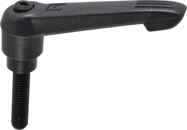 KIPP - 3/8-16, 0.85" Hub Diam, Glass Fiber (Steel Components) Threaded Stud Adjustable Clamping Lever - 1.57" Stud Length, 3.6" OAL, 2.11" High - Industrial Tool & Supply