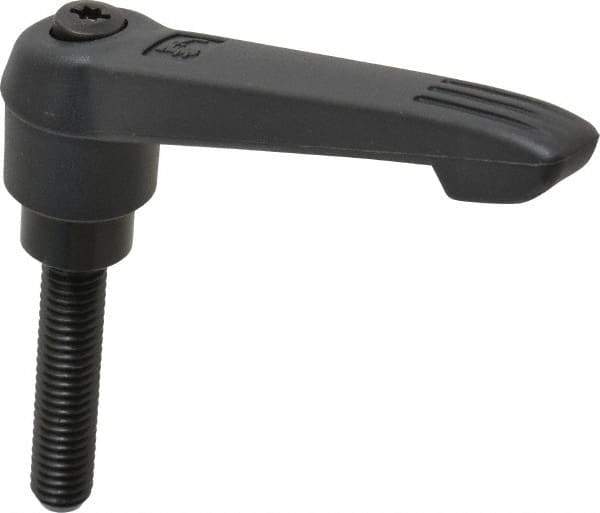 KIPP - 3/8-16, 0.85" Hub Diam, Glass Fiber (Steel Components) Threaded Stud Adjustable Clamping Lever - 1.77" Stud Length, 3.6" OAL, 2.11" High - Industrial Tool & Supply