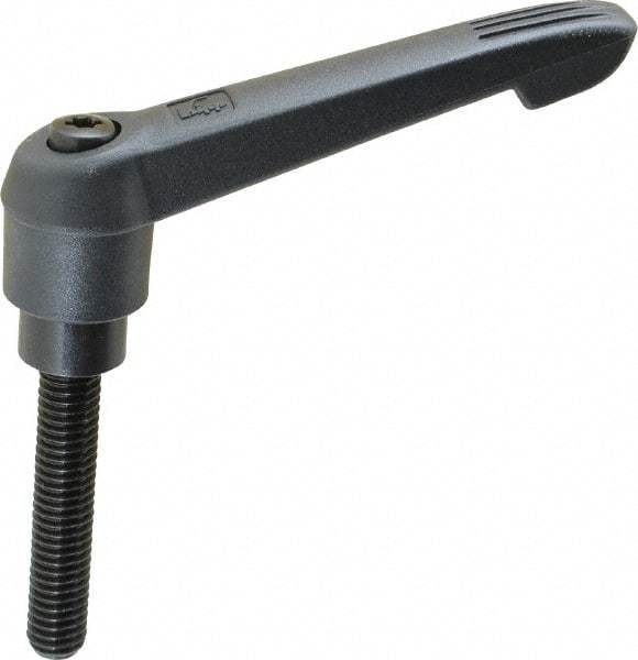 KIPP - 3/8-16, 0.85" Hub Diam, Glass Fiber (Steel Components) Threaded Stud Adjustable Clamping Lever - 1.97" Stud Length, 3.6" OAL, 2.11" High - Industrial Tool & Supply