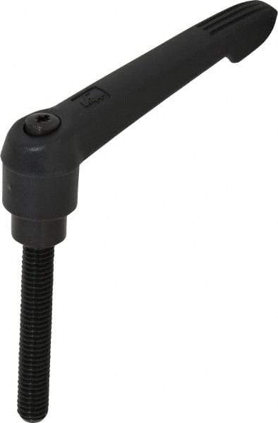 KIPP - 3/8-16, 0.85" Hub Diam, Glass Fiber (Steel Components) Threaded Stud Adjustable Clamping Lever - 2.36" Stud Length, 3.6" OAL, 2.11" High - Industrial Tool & Supply