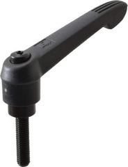 KIPP - 3/8-16, 1" Hub Diam, Glass Fiber (Steel Components) Threaded Stud Adjustable Clamping Lever - 1.57" Stud Length, 4.29" OAL, 2.4" High - Industrial Tool & Supply
