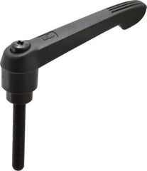 KIPP - 3/8-16, 1" Hub Diam, Glass Fiber (Steel Components) Threaded Stud Adjustable Clamping Lever - 2.36" Stud Length, 4.29" OAL, 2.4" High - Industrial Tool & Supply