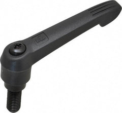 KIPP - 1/2-13, 1" Hub Diam, Glass Fiber (Steel Components) Threaded Stud Adjustable Clamping Lever - 1.18" Stud Length, 4.29" OAL, 2.4" High - Industrial Tool & Supply