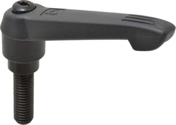 KIPP - 1/2-13, 1" Hub Diam, Glass Fiber (Steel Components) Threaded Stud Adjustable Clamping Lever - 1.57" Stud Length, 4.29" OAL, 2.4" High - Industrial Tool & Supply