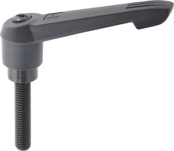 KIPP - 1/2-13, 1.18" Hub Diam, Glass Fiber (Steel Components) Threaded Stud Adjustable Clamping Lever - 2.36" Stud Length, 4.96" OAL, 2.83" High - Industrial Tool & Supply