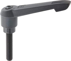 KIPP - 1/2-13, 1.18" Hub Diam, Glass Fiber (Steel Components) Threaded Stud Adjustable Clamping Lever - 2.36" Stud Length, 4.96" OAL, 2.83" High - Industrial Tool & Supply