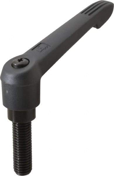 KIPP - 5/8-11, 1.18" Hub Diam, Glass Fiber (Steel Components) Threaded Stud Adjustable Clamping Lever - 1.97" Stud Length, 4.96" OAL, 2.83" High - Industrial Tool & Supply