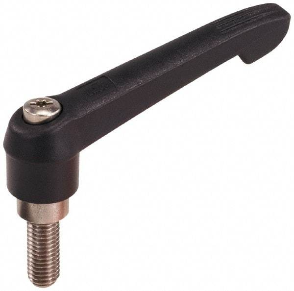 KIPP - M10 x 1.5, 21.5mm Hub Diam, Glass Fiber (Stainless Steel Components) Metric Threaded Stud Adjustable Clamping Lever - 20mm Stud Length, 91.5mm OAL, 53.5mm High - Industrial Tool & Supply