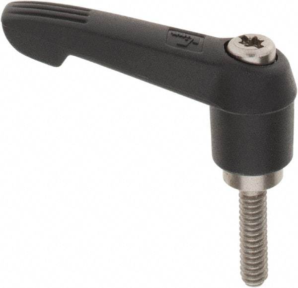 KIPP - #10-24, 0.51" Hub Diam, Glass Fiber (Stainless Steel Components) Threaded Stud Adjustable Clamping Lever - 0.79" Stud Length, 1.85" OAL, 1.18" High - Industrial Tool & Supply