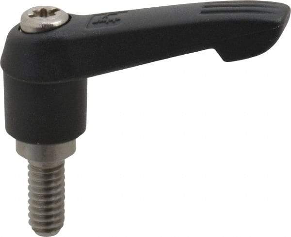 KIPP - 1/4-20, 0.51" Hub Diam, Glass Fiber (Stainless Steel Components) Threaded Stud Adjustable Clamping Lever - 0.59" Stud Length, 1.85" OAL, 1.18" High - Industrial Tool & Supply