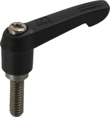 KIPP - 1/4-20, 0.51" Hub Diam, Glass Fiber (Stainless Steel Components) Threaded Stud Adjustable Clamping Lever - 0.79" Stud Length, 1.85" OAL, 1.18" High - Industrial Tool & Supply