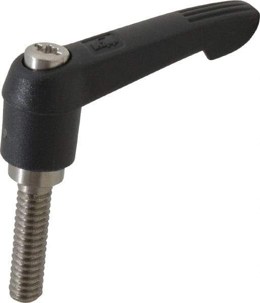 KIPP - 1/4-20, 0.51" Hub Diam, Glass Fiber (Stainless Steel Components) Threaded Stud Adjustable Clamping Lever - 0.98" Stud Length, 1.85" OAL, 1.18" High - Industrial Tool & Supply