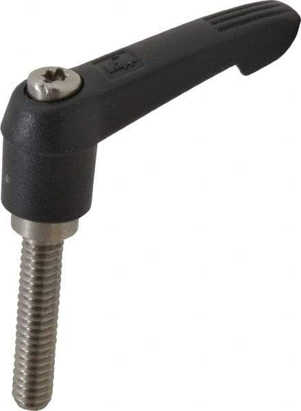 KIPP - 1/4-20, 0.51" Hub Diam, Glass Fiber (Stainless Steel Components) Threaded Stud Adjustable Clamping Lever - 1.18" Stud Length, 1.85" OAL, 1.18" High - Industrial Tool & Supply