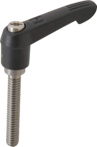 KIPP - 1/4-20, 0.51" Hub Diam, Glass Fiber (Stainless Steel Components) Threaded Stud Adjustable Clamping Lever - 1.57" Stud Length, 1.85" OAL, 1.18" High - Industrial Tool & Supply