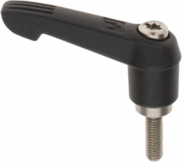 KIPP - M5 x 0.8, 13mm Hub Diam, Glass Fiber (Stainless Steel Components) Metric Threaded Stud Adjustable Clamping Lever - 15mm Stud Length, 47mm OAL, 30mm High - Industrial Tool & Supply