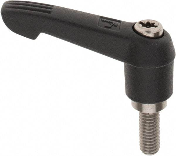 KIPP - M6 x 1.0, 13mm Hub Diam, Glass Fiber (Stainless Steel Components) Metric Threaded Stud Adjustable Clamping Lever - 15mm Stud Length, 47mm OAL, 30mm High - Industrial Tool & Supply