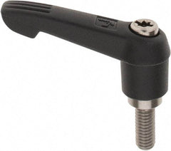 KIPP - M6 x 1.0, 13mm Hub Diam, Glass Fiber (Stainless Steel Components) Metric Threaded Stud Adjustable Clamping Lever - 15mm Stud Length, 47mm OAL, 30mm High - Industrial Tool & Supply