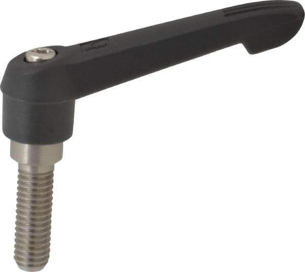 KIPP - 3/8-16, 0.71" Hub Diam, Glass Fiber (Stainless Steel Components) Threaded Stud Adjustable Clamping Lever - 1.18" Stud Length, 2.95" OAL, 1.63" High - Industrial Tool & Supply