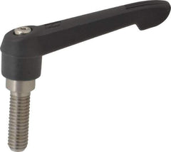 KIPP - 3/8-16, 0.71" Hub Diam, Glass Fiber (Stainless Steel Components) Threaded Stud Adjustable Clamping Lever - 1.18" Stud Length, 2.95" OAL, 1.63" High - Industrial Tool & Supply