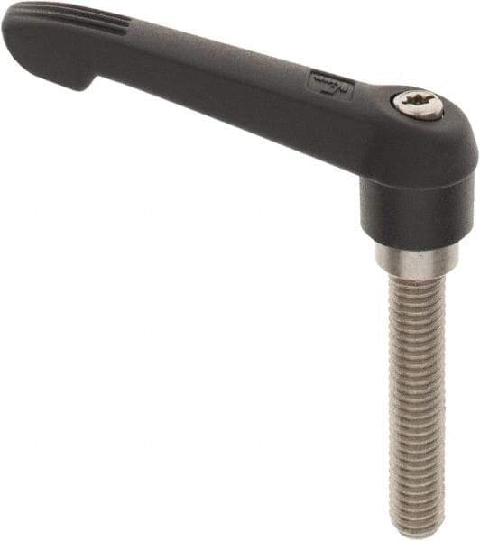 KIPP - 3/8-16, 0.71" Hub Diam, Glass Fiber (Stainless Steel Components) Threaded Stud Adjustable Clamping Lever - 1.97" Stud Length, 2.95" OAL, 1.63" High - Industrial Tool & Supply