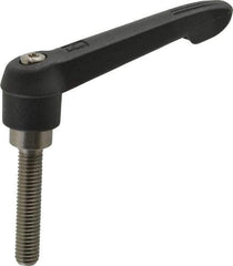 KIPP - M8 x 1.25, 18mm Hub Diam, Glass Fiber (Stainless Steel Components) Metric Threaded Stud Adjustable Clamping Lever - 40mm Stud Length, 75mm OAL, 41.5mm High - Industrial Tool & Supply