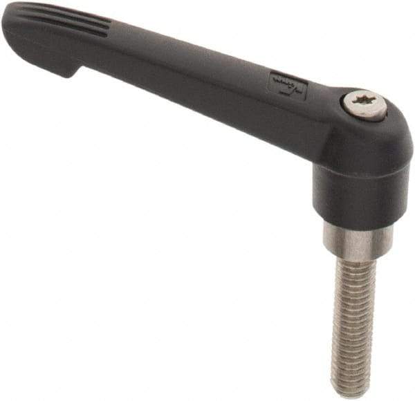 KIPP - 3/8-16, 0.85" Hub Diam, Glass Fiber (Stainless Steel Components) Threaded Stud Adjustable Clamping Lever - 1.57" Stud Length, 3.6" OAL, 2.11" High - Industrial Tool & Supply