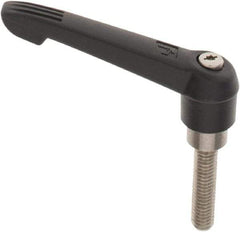 KIPP - 3/8-16, 0.85" Hub Diam, Glass Fiber (Stainless Steel Components) Threaded Stud Adjustable Clamping Lever - 1.57" Stud Length, 3.6" OAL, 2.11" High - Industrial Tool & Supply