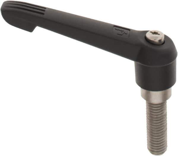 KIPP - 5/8-11, 1.18" Hub Diam, Glass Fiber (Stainless Steel Components) Threaded Stud Adjustable Clamping Lever - 1.97" Stud Length, 4.96" OAL, 2.83" High - Industrial Tool & Supply