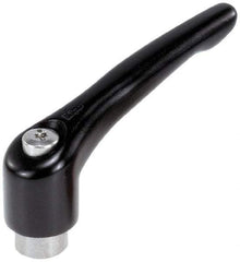 KIPP - M5 x 0.8, 13mm Hub Diam, Zinc Die Cast (Stainless Steel Components) Tapped Adjustable Clamping Lever - 47mm OAL, 31mm High, 9mm Hole Depth - Industrial Tool & Supply