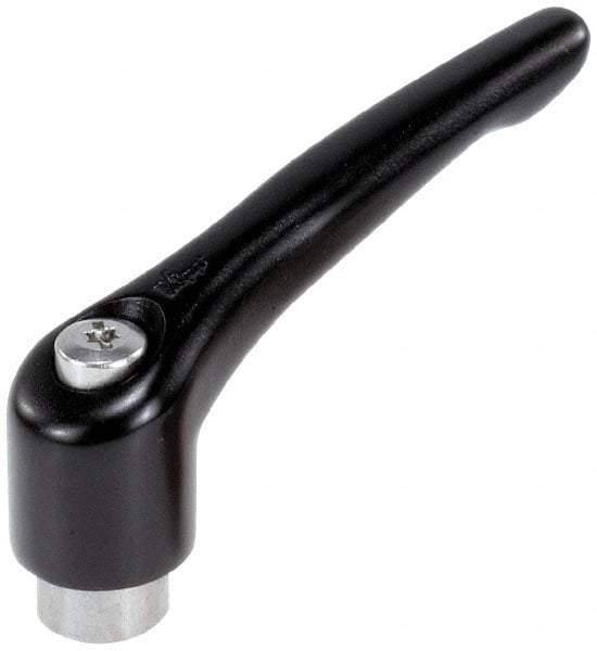 KIPP - M12 x 1.75, 31mm Hub Diam, Zinc Die Cast (Stainless Steel Components) Tapped Adjustable Clamping Lever - 126mm OAL, 73mm High, 23mm Hole Depth - Industrial Tool & Supply