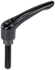 KIPP - 3/8-16, 1.06" Hub Diam, Zinc Die Cast (Steel Components) Threaded Stud Adjustable Clamping Lever - 1.18" Stud Length, 4.29" OAL, 2.48" High - Industrial Tool & Supply