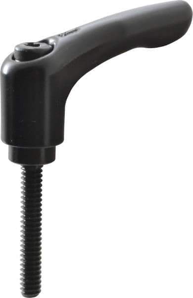 KIPP - #10-24, 0.55" Hub Diam, Zinc Die Cast (Steel Components) Threaded Stud Adjustable Clamping Lever - 1.18" Stud Length, 1.85" OAL, 1.22" High - Industrial Tool & Supply