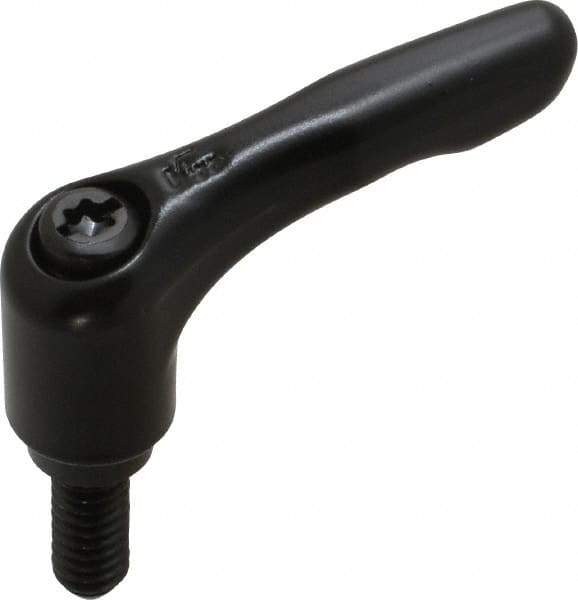 KIPP - 1/4-20, 0.55" Hub Diam, Zinc Die Cast (Steel Components) Threaded Stud Adjustable Clamping Lever - 0.59" Stud Length, 1.85" OAL, 1.22" High - Industrial Tool & Supply