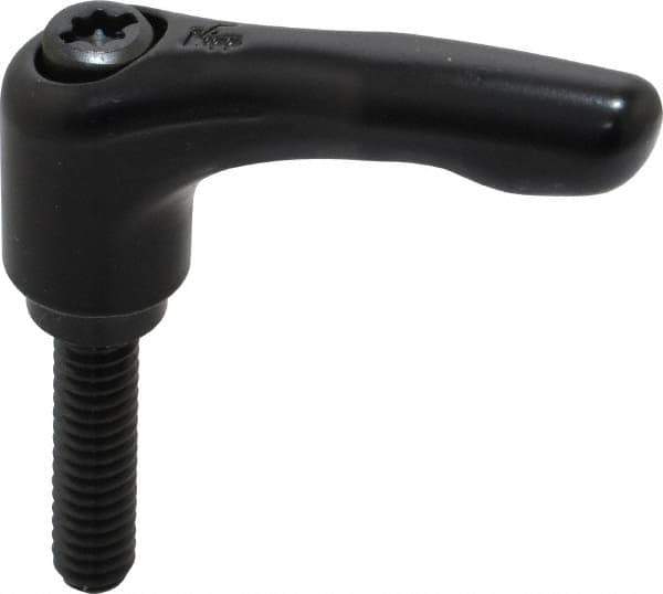 KIPP - 1/4-20, 0.55" Hub Diam, Zinc Die Cast (Steel Components) Threaded Stud Adjustable Clamping Lever - 0.98" Stud Length, 1.85" OAL, 1.22" High - Industrial Tool & Supply