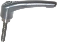 KIPP - 3/8-16, 1.06" Hub Diam, Zinc Die Cast (Steel Components) Threaded Stud Adjustable Clamping Lever - 1.97" Stud Length, 4.29" OAL, 2.48" High - Industrial Tool & Supply