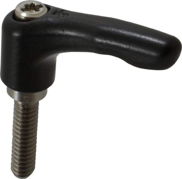 KIPP - 1/4-20, 0.55" Hub Diam, Zinc Die Cast (Stainless Steel Components) Threaded Stud Adjustable Clamping Lever - 0.98" Stud Length, 1.85" OAL, 1.22" High - Industrial Tool & Supply