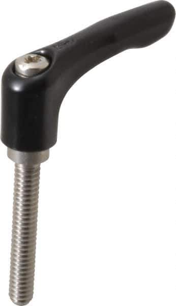 KIPP - 1/4-20, 0.55" Hub Diam, Zinc Die Cast (Stainless Steel Components) Threaded Stud Adjustable Clamping Lever - 1.57" Stud Length, 1.85" OAL, 1.22" High - Industrial Tool & Supply