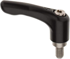 KIPP - M6 x 1.0, 13mm Hub Diam, Zinc Die Cast (Stainless Steel Components) Metric Threaded Stud Adjustable Clamping Lever - 10mm Stud Length, 47mm OAL, 31mm High - Industrial Tool & Supply