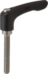 KIPP - M6 x 1.0, 13mm Hub Diam, Zinc Die Cast (Stainless Steel Components) Metric Threaded Stud Adjustable Clamping Lever - 40mm Stud Length, 47mm OAL, 31mm High - Industrial Tool & Supply