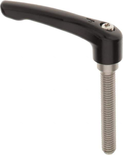 KIPP - 3/8-16, 0.73" Hub Diam, Zinc Die Cast (Stainless Steel Components) Threaded Stud Adjustable Clamping Lever - 2.36" Stud Length, 2.93" OAL, 1.67" High - Industrial Tool & Supply