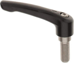 KIPP - M10 x 1.5, 18.5mm Hub Diam, Zinc Die Cast (Stainless Steel Components) Metric Threaded Stud Adjustable Clamping Lever - 25mm Stud Length, 74.5mm OAL, 42.5mm High - Industrial Tool & Supply