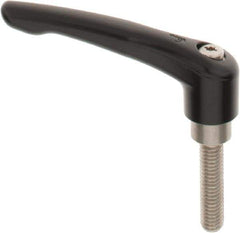 KIPP - 3/8-16, 0.83" Hub Diam, Zinc Die Cast (Stainless Steel Components) Threaded Stud Adjustable Clamping Lever - 1.57" Stud Length, 3.58" OAL, 2.15" High - Industrial Tool & Supply